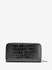 Whistles Black Long Shiny Croc Effect Purse - Image 2 of 4