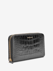 Whistles Black Long Shiny Croc Effect Purse - Image 3 of 4