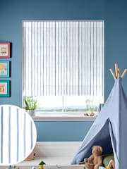 Laura Ashley Dark Seaspray Blue Kids Painterly Stripe Made To Measure Roman Blind - Image 1 of 7