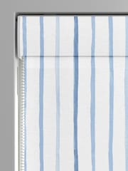 Laura Ashley Dark Seaspray Blue Kids Painterly Stripe Made To Measure Roman Blind - Image 3 of 7