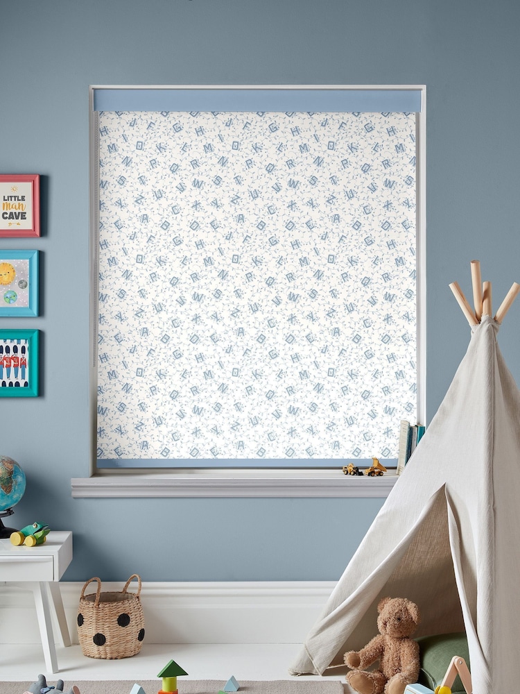 Laura Ashley Dark Seaspray Blue Ahoy Alphabet Made To Measure Roller Blind - Image 2 of 6