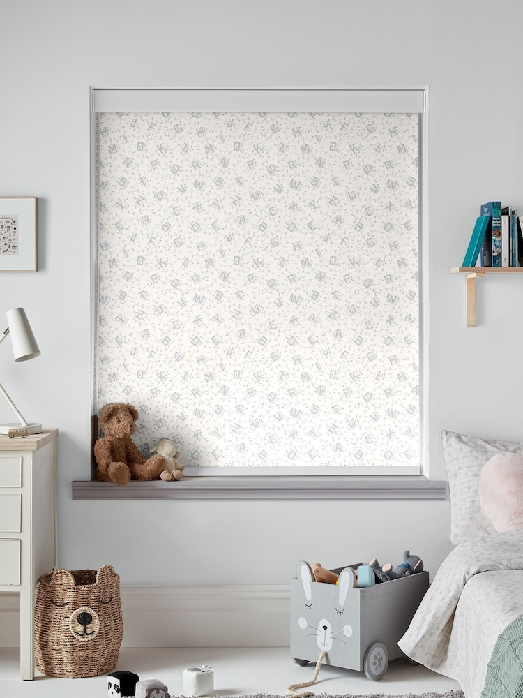Laura Ashley Pale Steel Grey Ahoy Alphabet Made To Measure Roller Blind - Image 2 of 6