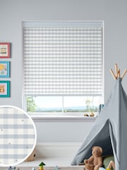 Laura Ashley Pale Seaspray Blue Alphabet Gingham Made To Measure Roller Blind - Image 1 of 6