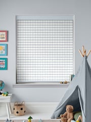 Laura Ashley Pale Seaspray Blue Alphabet Gingham Made To Measure Roller Blind - Image 2 of 6