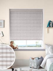 Laura Ashley Linen Natural Alphabet Gingham Made To Measure Roller Blind - Image 1 of 6