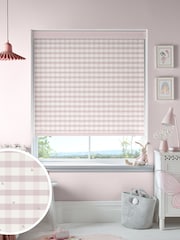 Laura Ashley Blush Pink Alphabet Gingham Made To Measure Roller Blind - Image 1 of 6