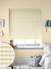 Laura Ashley Buttercup Yellow Alphabet Gingham Made To Measure Roller Blind - Image 1 of 6