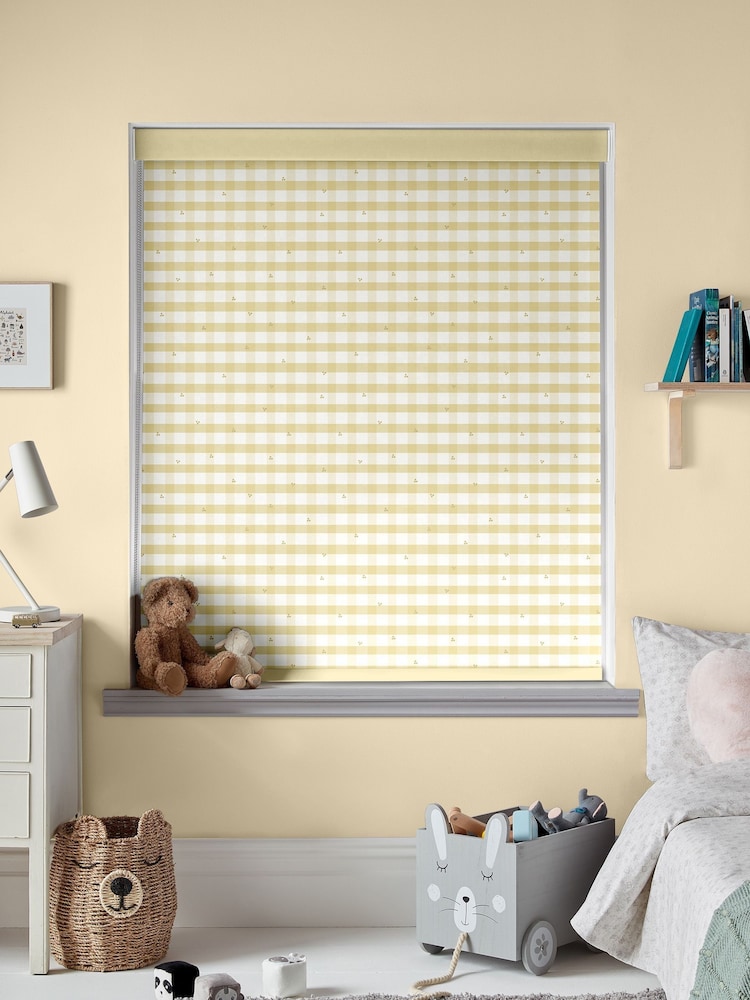 Laura Ashley Buttercup Yellow Alphabet Gingham Made To Measure Roller Blind - Image 2 of 6