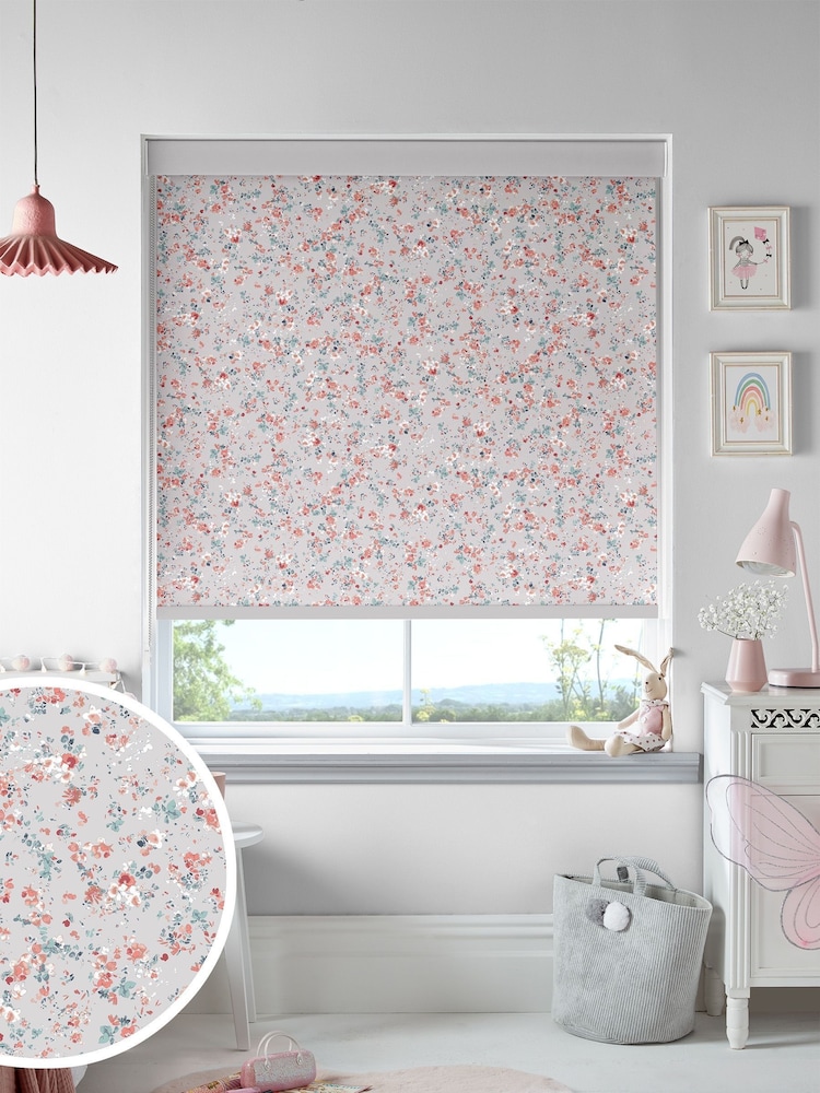 Laura Ashley Pale Steel Grey Blossoms Made To Measure Roller Blind - Image 1 of 6