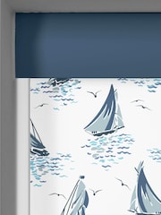 Laura Ashley Dark Seaspray Blue Ahoy Sail Boats Made To Measure Roller Blind - Image 3 of 6