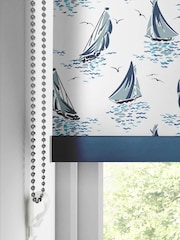 Laura Ashley Dark Seaspray Blue Ahoy Sail Boats Made To Measure Roller Blind - Image 4 of 6
