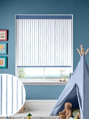 Laura Ashley Dark Seaspray Blue Painterly Stripe Made To Measure Roller Blind - Image 1 of 6