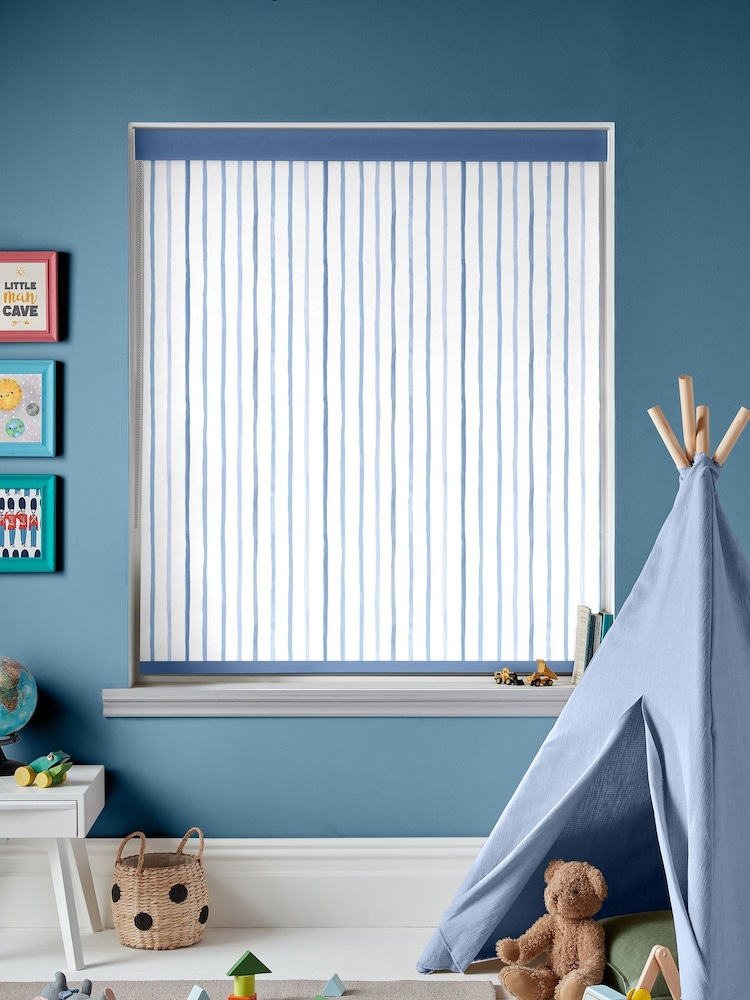 Laura Ashley Dark Seaspray Blue Painterly Stripe Made To Measure Roller Blind - Image 2 of 6