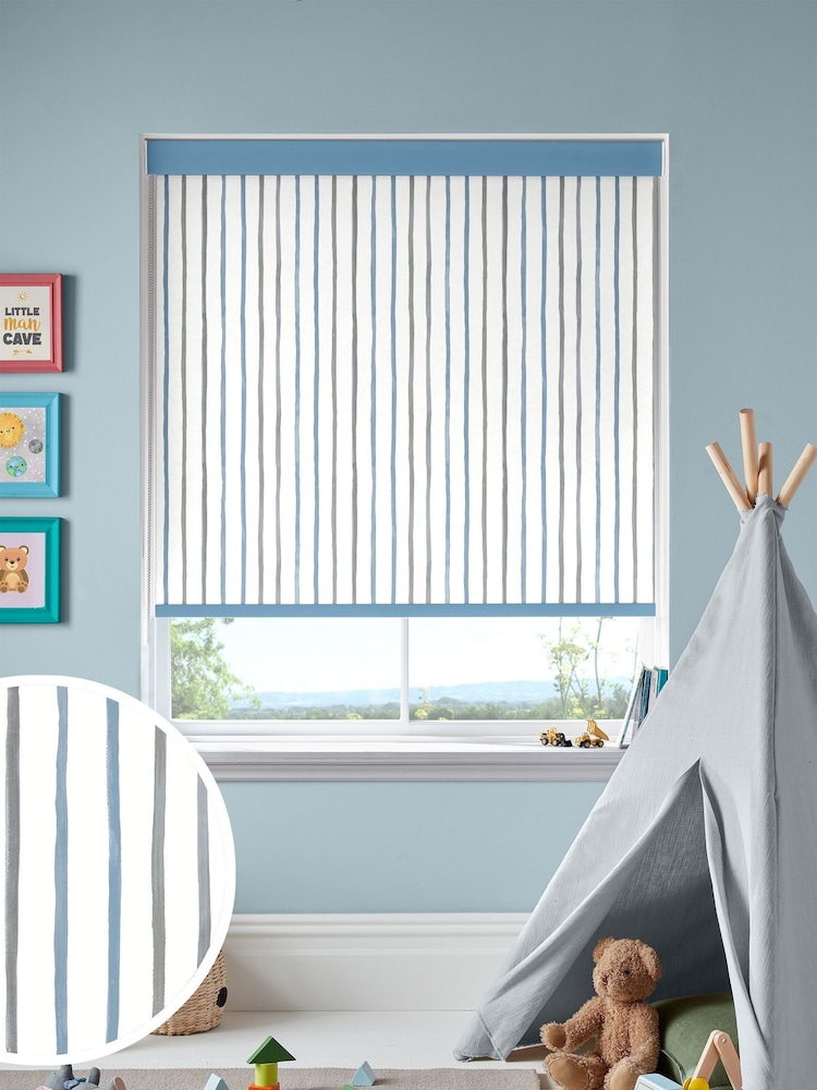 Laura Ashley Pale Steel Grey Painterly Stripe Made To Measure Roller Blind - Image 1 of 6