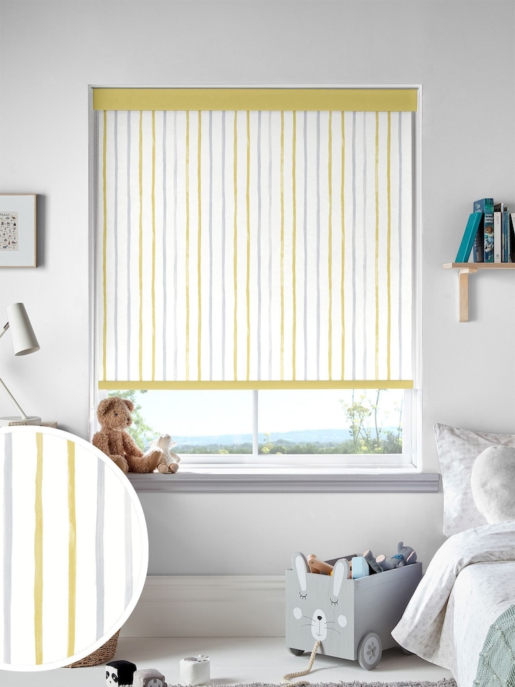 Laura Ashley Yellow Painterly Stripe Made To Measure Roller Blind - Image 1 of 6