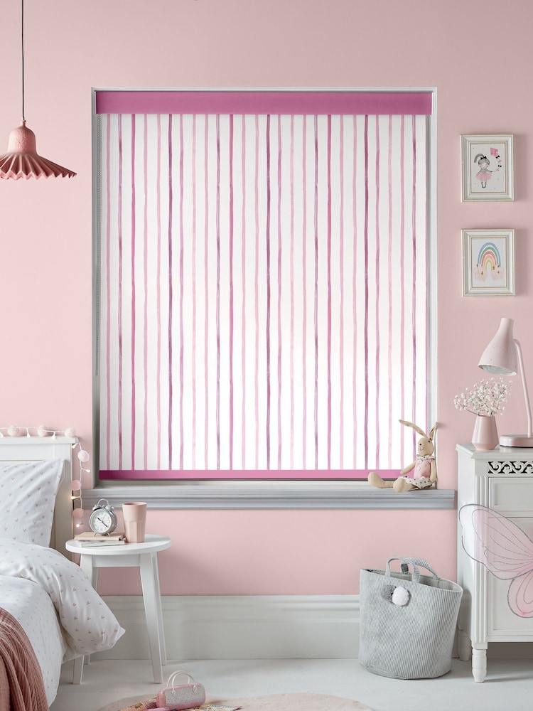 Laura Ashley Dark Blush Pink Painterly Stripe Made To Measure Roller Blind - Image 2 of 6