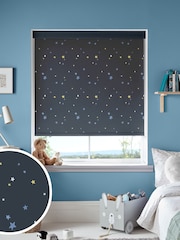 Laura Ashley Midnight Blue Painterly Stars Made To Measure Roller Blind - Image 1 of 6