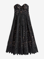 Black Strapless Lace Midi Dress - Image 1 of 5