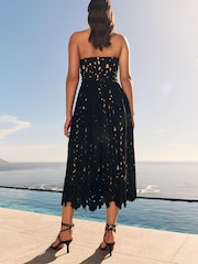 Black Strapless Lace Midi Dress - Image 3 of 5
