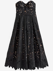 Black Strapless Lace Midi Dress - Image 5 of 5