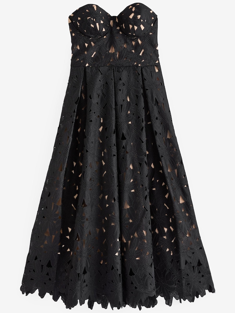 Black Strapless Lace Midi Dress - Image 5 of 5