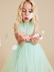 Mint Green Mesh Tie Back Party Dress (3-16yrs) - Image 4 of 6