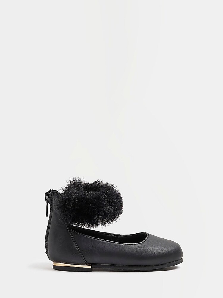 River Island Marabou Black Ballerinas - Image 1 of 1