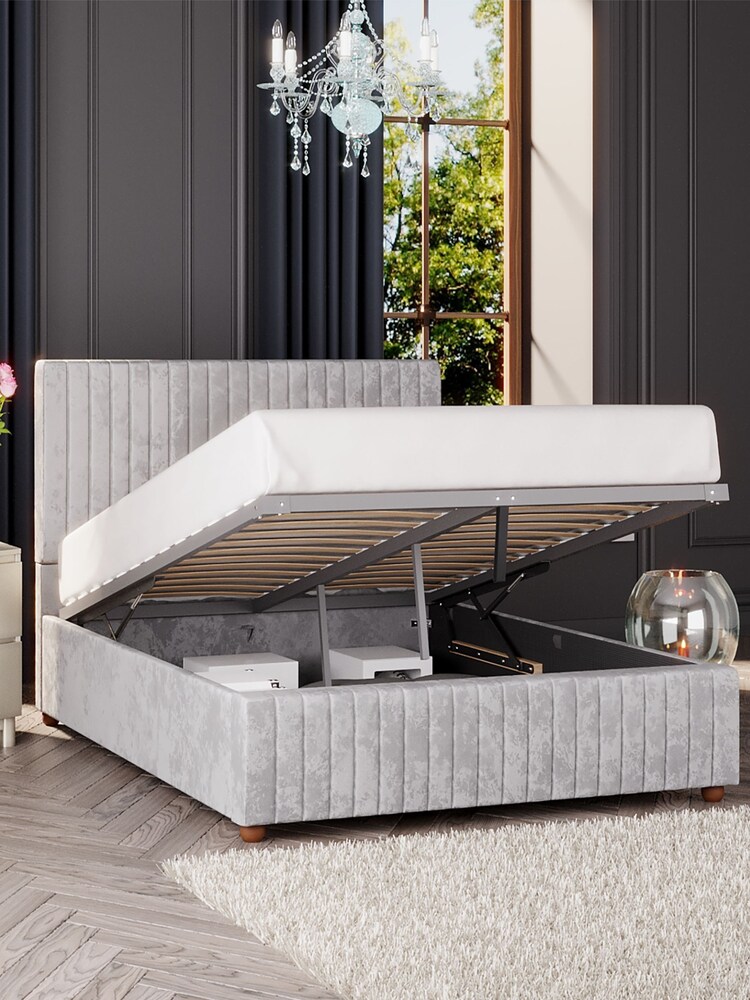 Laurence Llewelyn-Bowen Silver Estella End Lift Ottoman Storage Bed - Image 2 of 5
