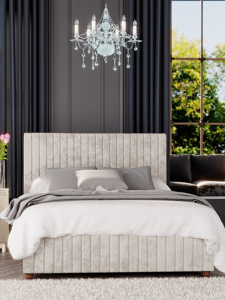 Laurence Llewelyn-Bowen Pearl White Estella End Lift Ottoman Storage Bed - Image 1 of 5