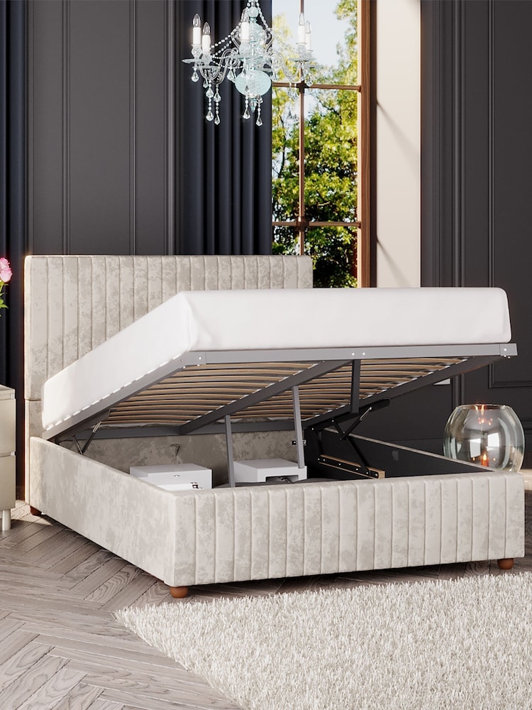 Laurence Llewelyn-Bowen Pearl White Estella End Lift Ottoman Storage Bed - Image 5 of 5