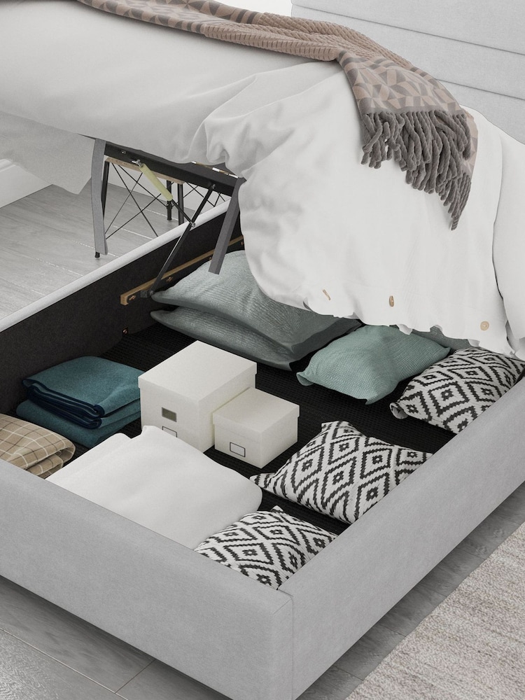 Aspire Furniture Silver Grey Kelly End Lift Ottoman Storage Bed - Image 2 of 4
