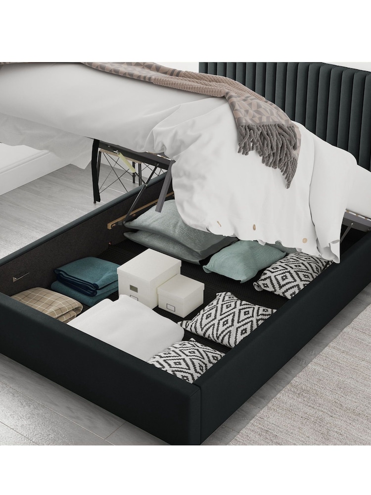 Aspire Furniture Ebony Black Grant End Lift Ottoman Storage Bed - Image 2 of 5