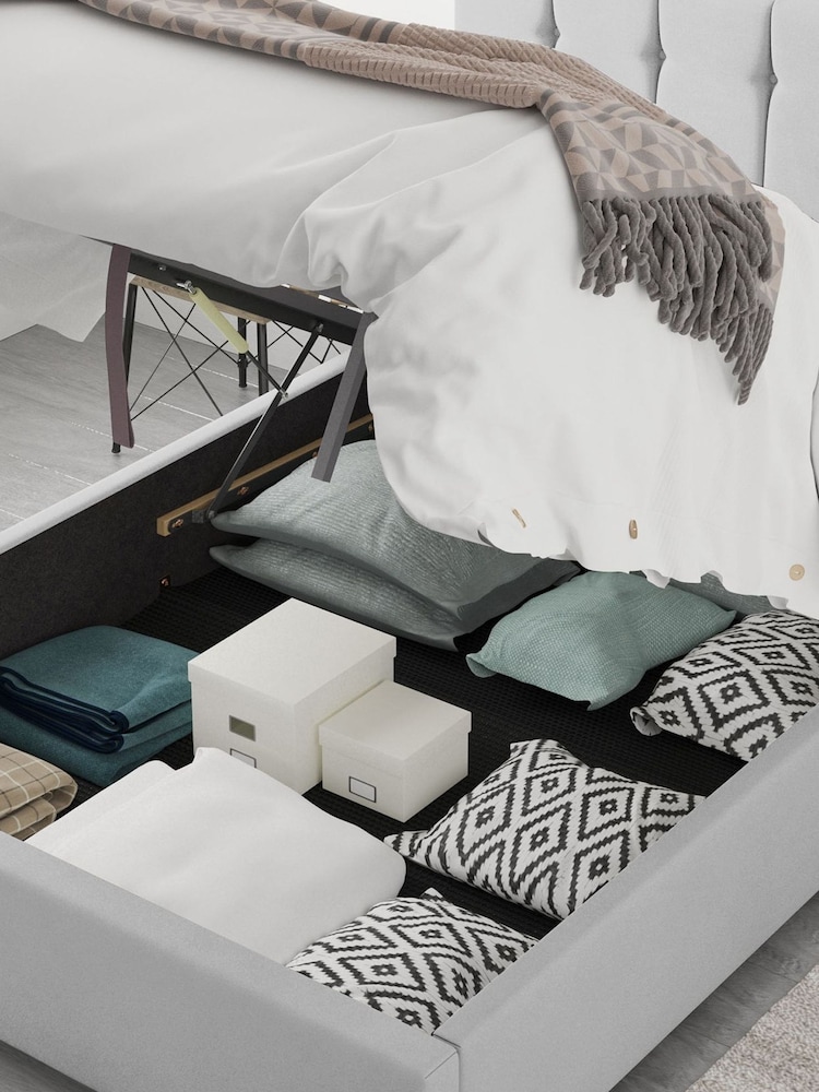 Aspire Furniture Silver Grey Hepburn Velvet End Lift Ottoman Storage Bed - Image 2 of 5