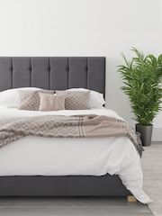Aspire Furniture Steel Grey Hepburn Velvet End Lift Ottoman Storage Bed - Image 1 of 4