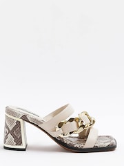 River Island Cream Oversized Chain Vamp Block Sandals - Image 1 of 3