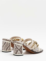 River Island Cream Oversized Chain Vamp Block Sandals - Image 3 of 3