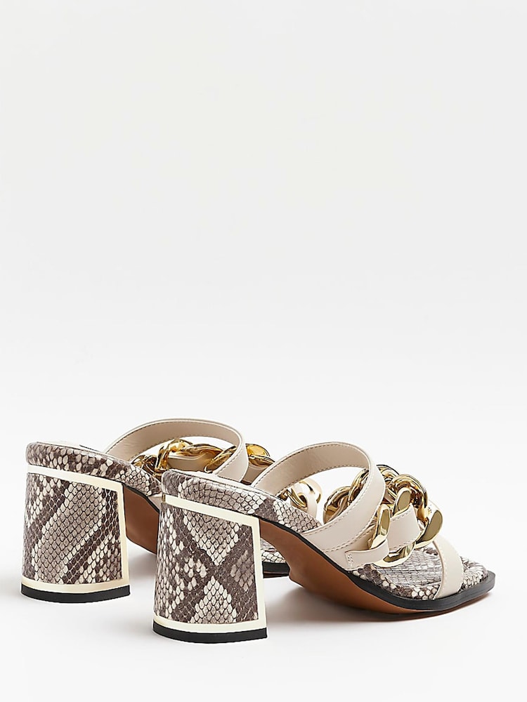 River Island Cream Oversized Chain Vamp Block Sandals - Image 3 of 3