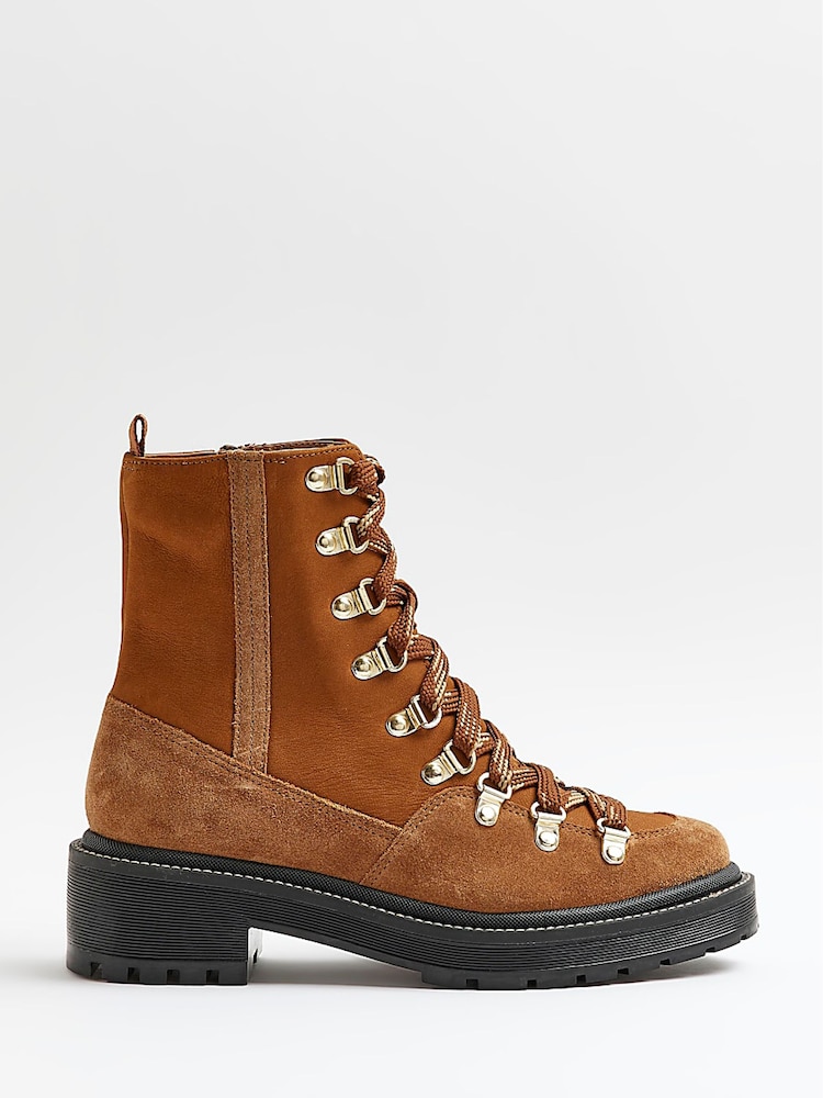 River Island Braun Schnürstiefel aus hellem Wildleder - Bild 2 von 5