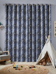 Ink Blue Kids Space And Moon Made To Measure Curtains - Image 2 of 9