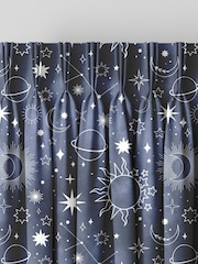 Ink Blue Kids Space And Moon Made To Measure Curtains - Image 5 of 9
