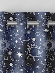 Ink Blue Kids Space And Moon Made To Measure Curtains - Image 7 of 9