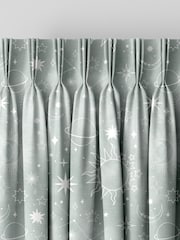 Sage Green Kids Space And Moon Made To Measure 100% Cotton Curtains - Image 5 of 9