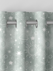 Sage Green Kids Space And Moon Made To Measure 100% Cotton Curtains - Image 7 of 9