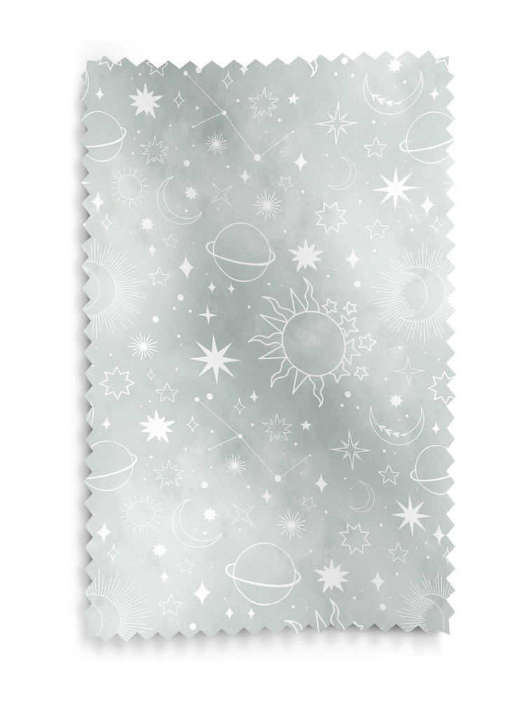 Sage Green Kids Space And Moon Made To Measure 100% Cotton Curtains - Image 9 of 9