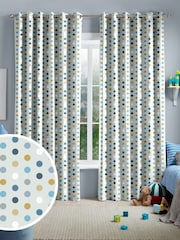 Sky Blue Kids Polka Dots Made To Measure Curtains - Image 1 of 9