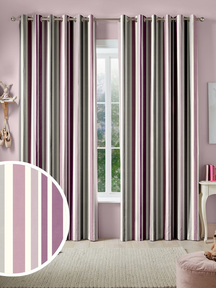 Pink Stripe Made To Measure 100% Cotton Curtains - Image 1 of 9