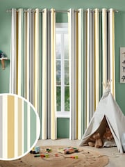 Yellow Multi Kids Stripe Made To Measure Curtains - Image 1 of 9