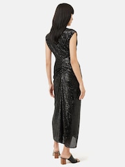 Jigsaw Sequin Ruched Midi Black Dress - Image 2 of 7