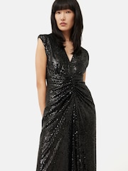 Jigsaw Sequin Ruched Midi Black Dress - Image 5 of 7