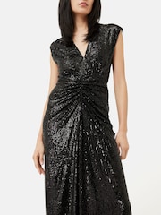 Jigsaw Sequin Ruched Midi Black Dress - Image 6 of 7